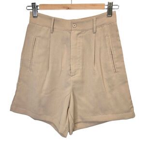 NWT Cider Women's XS High Waist Straight Leg Pleated Tan Shorts